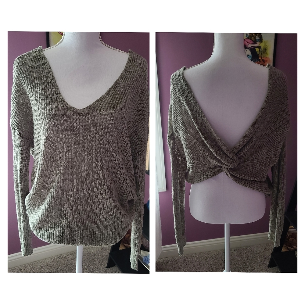 Sage Slouchy Tie-Back Sweater